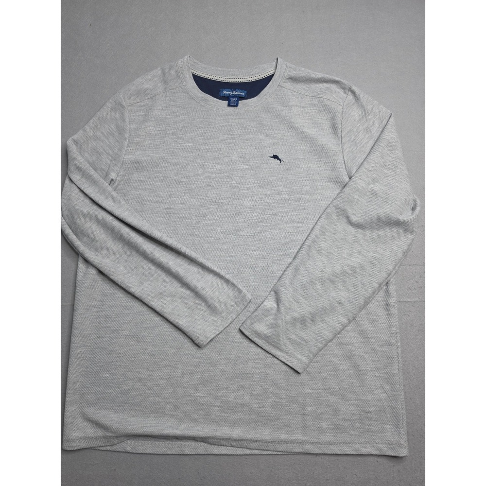 Tommy Bahama Shirt Men's XL Gray Textured Knit Crew‎ Neck Long Sleeve Pullover